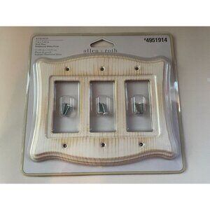 3-Gang Decorative Wall Plate - Whitewashed real Wood Triple Switch Cover